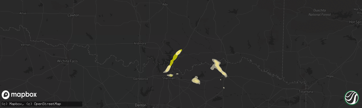 Hail map in Durant, OK on October 12, 2013