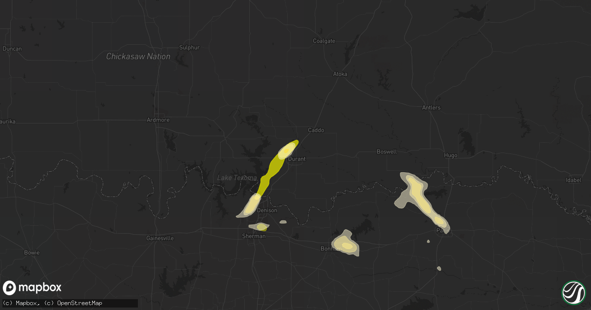 Hail map in Durant, OK on October 12, 2013
