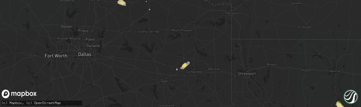 Hail map in Gilmer, TX on October 12, 2013