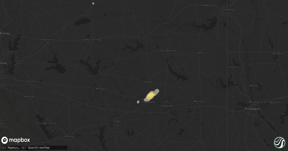 Hail map in Gilmer, TX on October 12, 2013