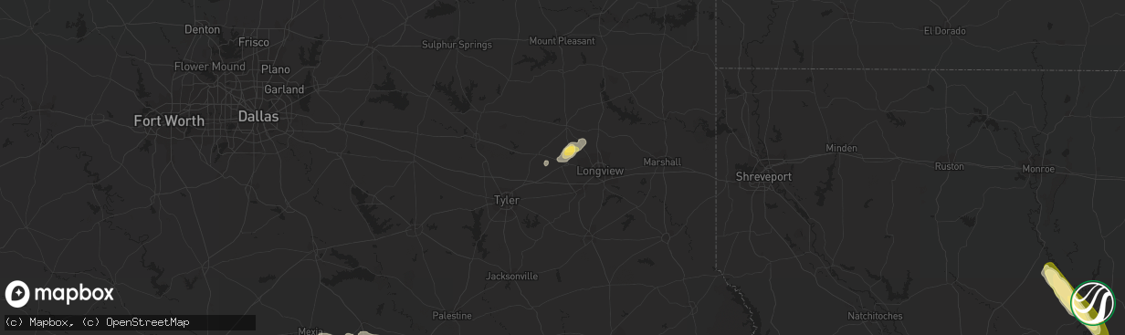 Hail map in Gladewater, TX on October 12, 2013