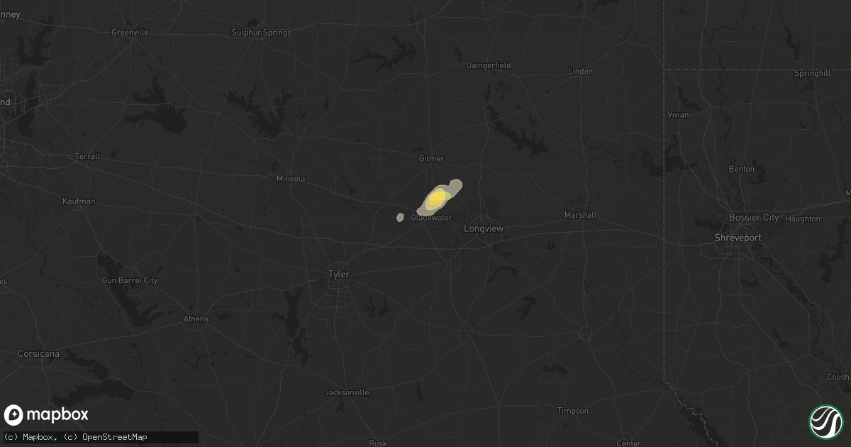 Hail map in Gladewater, TX on October 12, 2013