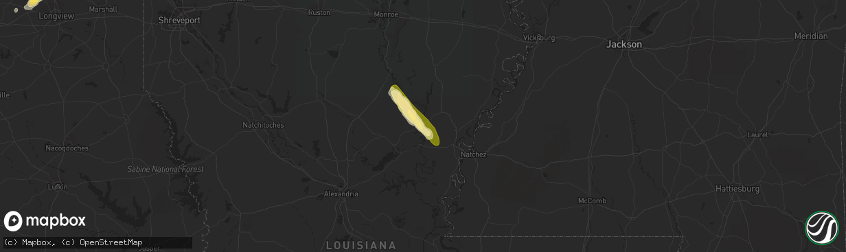 Hail map in Harrisonburg, LA on October 12, 2013