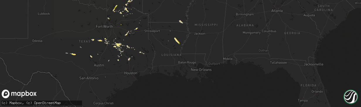 Hail map in Louisiana on October 12, 2013