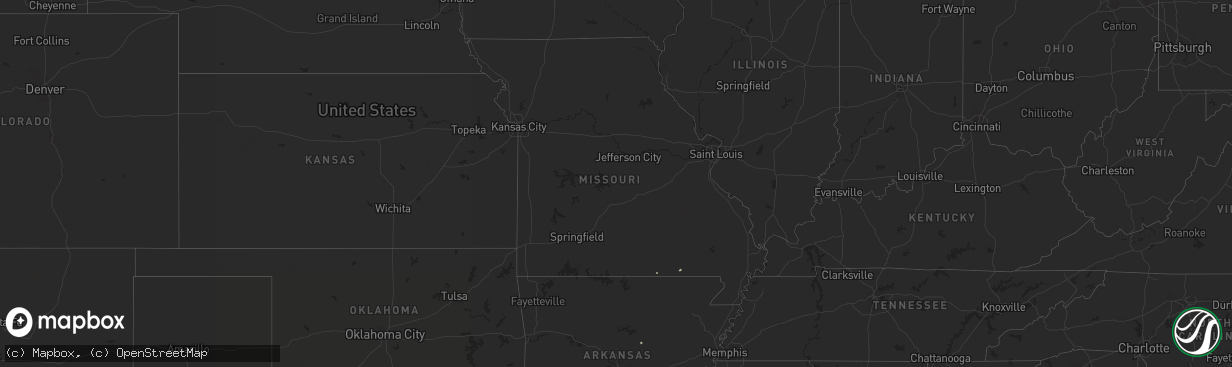 Hail map in Missouri on October 12, 2013