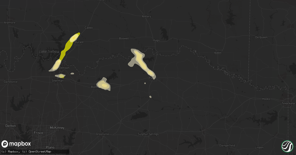 Hail map in Paris, TX on October 12, 2013