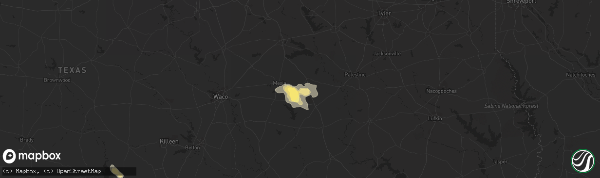 Hail map in Teague, TX on October 12, 2013