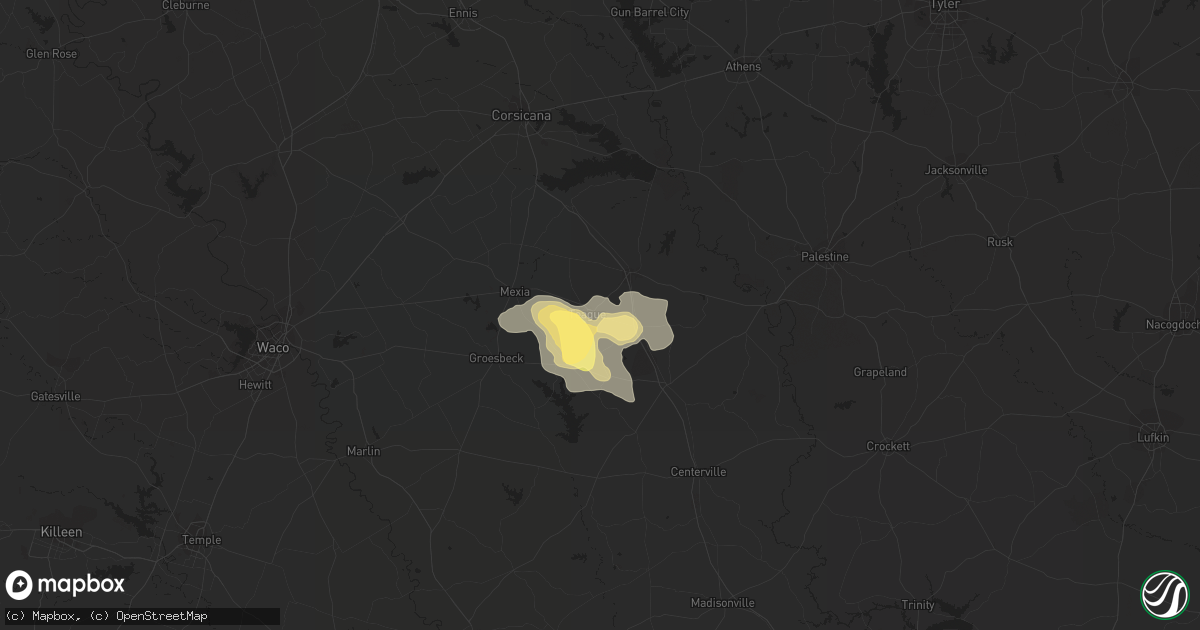 Hail map in Teague, TX on October 12, 2013