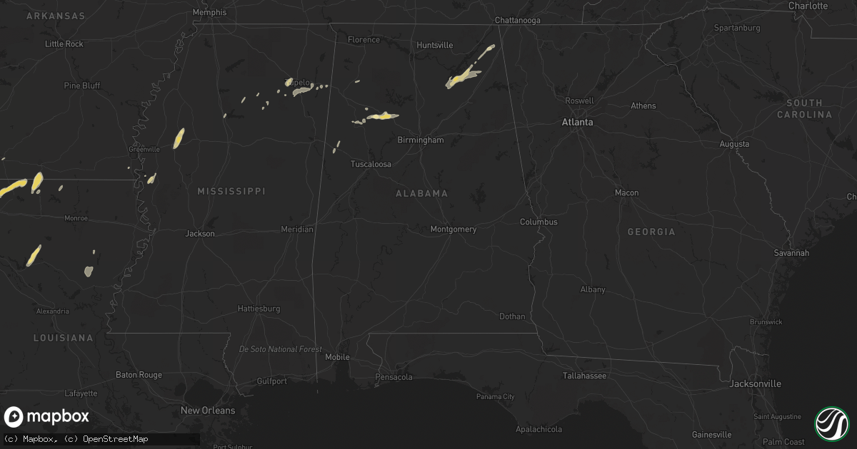 Hail map in Alabama on October 12, 2014