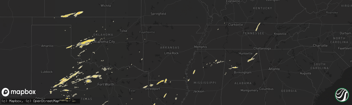 Hail map in Arkansas on October 12, 2014