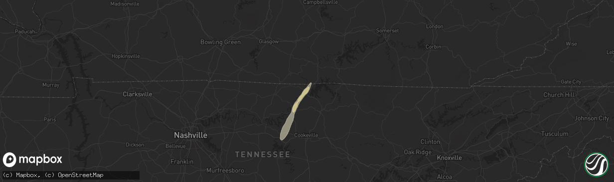 Hail map in Celina, TN on October 12, 2014