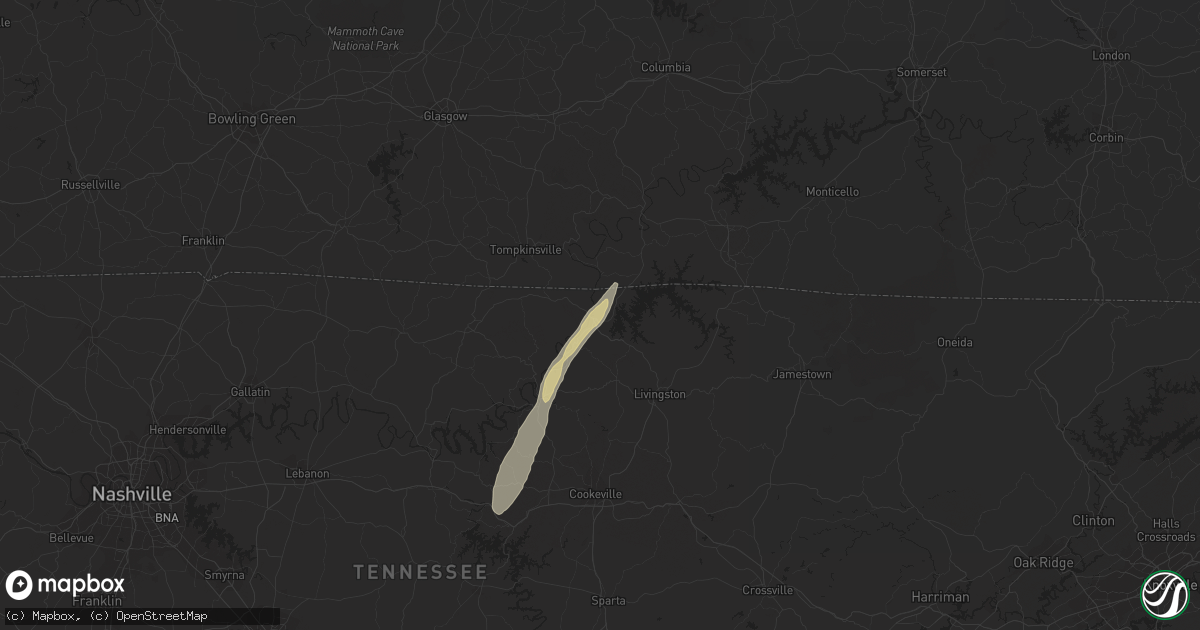 Hail map in Celina, TN on October 12, 2014