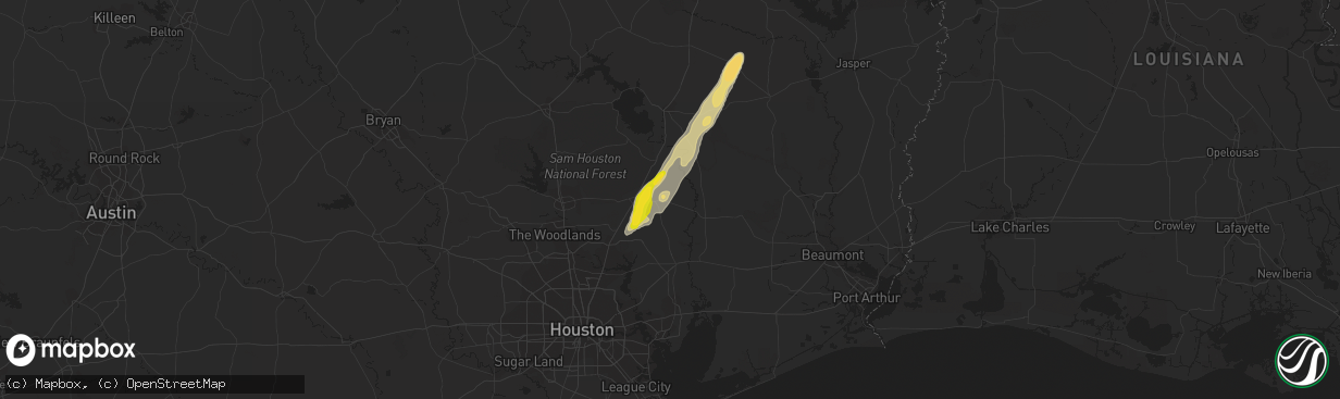 Hail map in Cleveland, TX on October 12, 2014