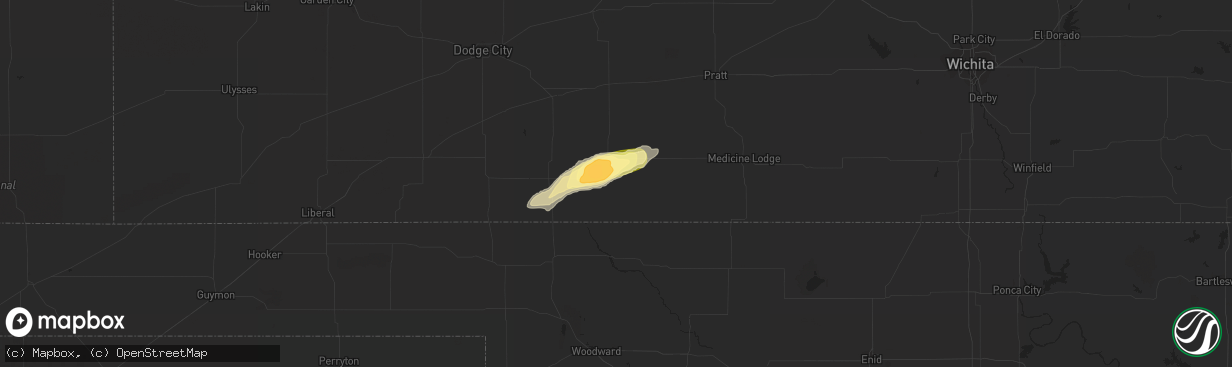 Hail map in Coldwater, KS on October 12, 2014