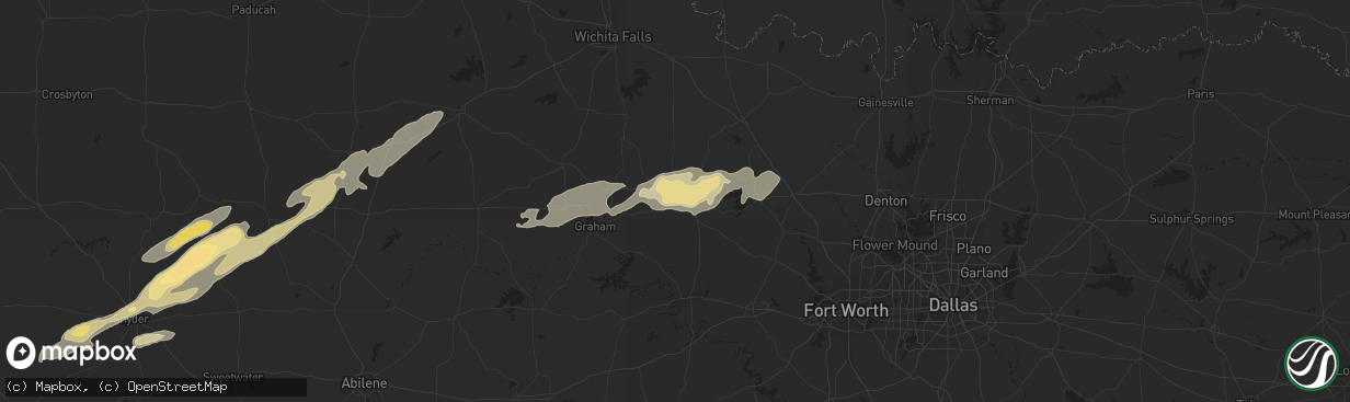 Hail map in Jacksboro, TX on October 12, 2014