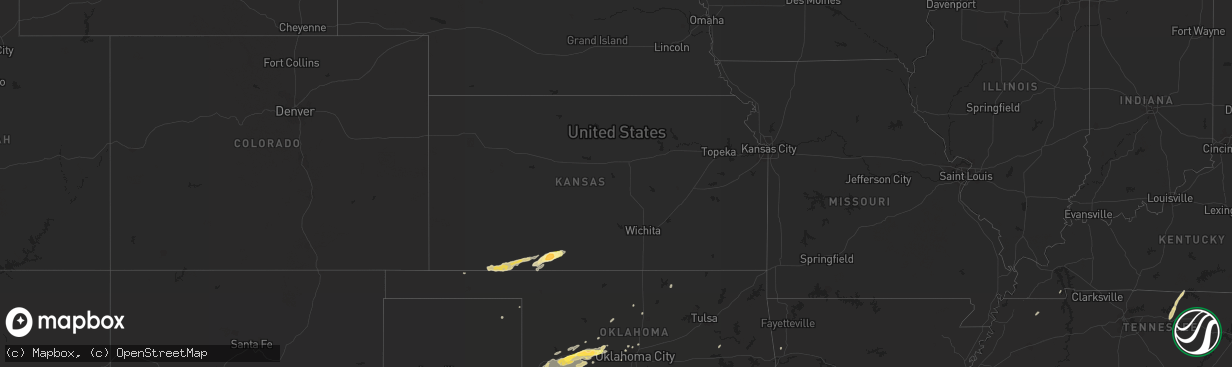 Hail map in Kansas on October 12, 2014