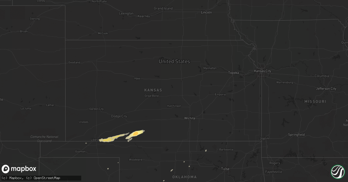 Hail map in Kansas on October 12, 2014