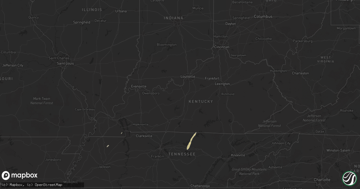 Hail map in Kentucky on October 12, 2014