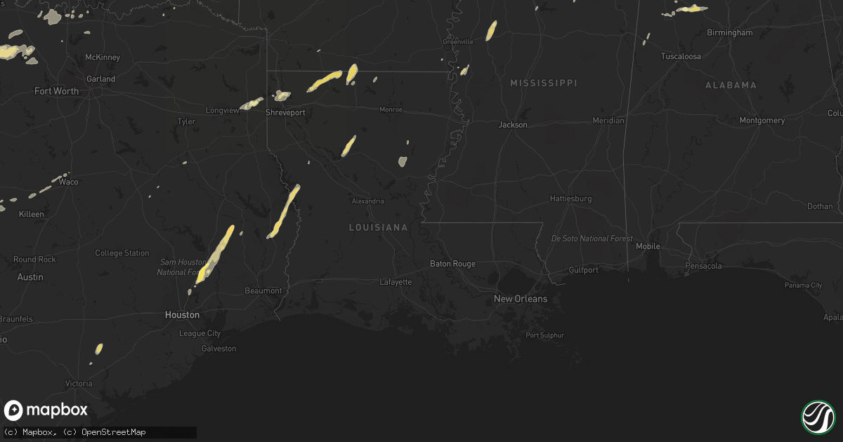 Hail map in Louisiana on October 12, 2014