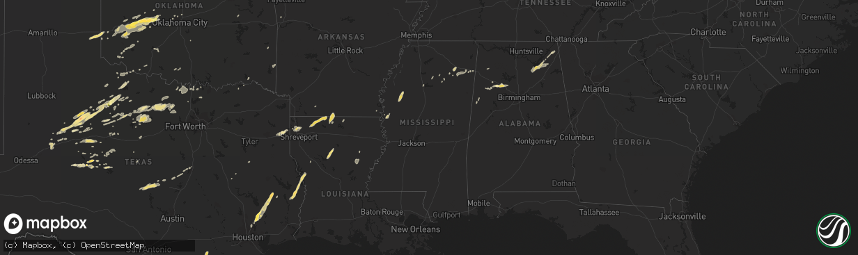 Hail map in Mississippi on October 12, 2014