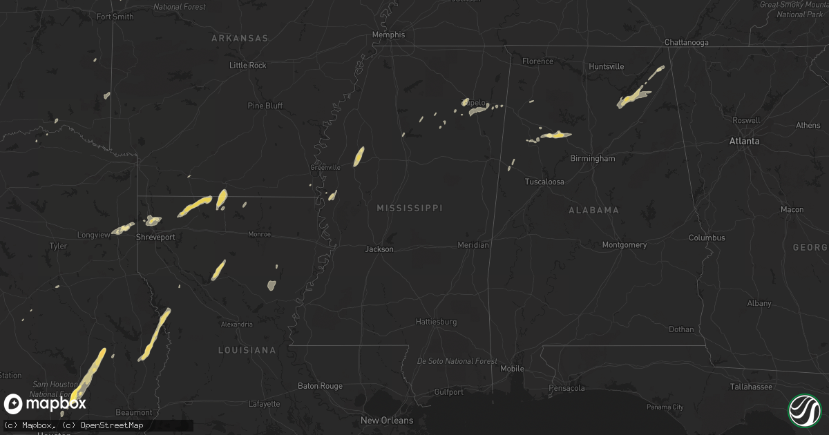 Hail map in Mississippi on October 12, 2014