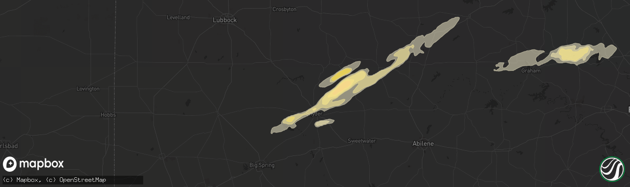 Hail map in Snyder, TX on October 12, 2014