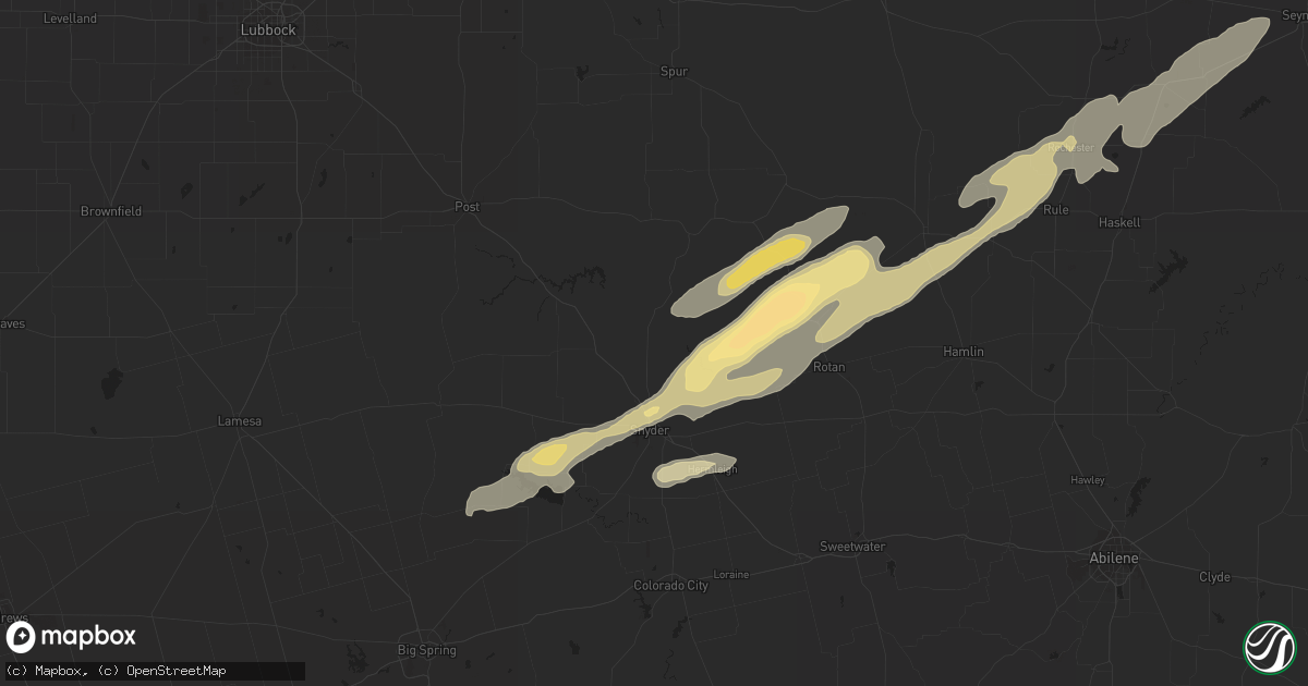Hail map in Snyder, TX on October 12, 2014