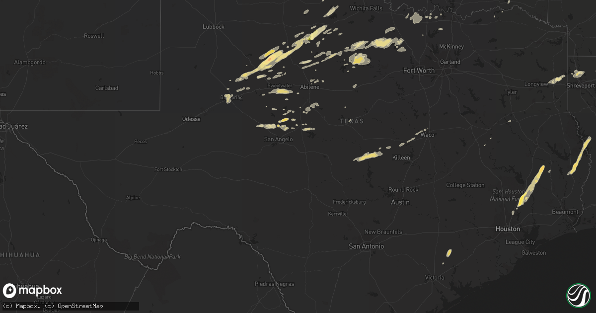 Hail map in Texas on October 12, 2014