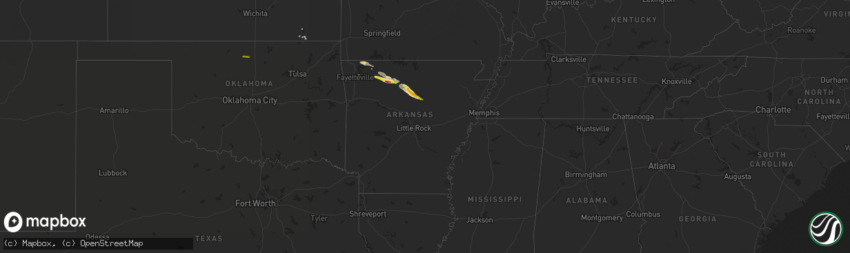 Hail map in Arkansas on October 12, 2016