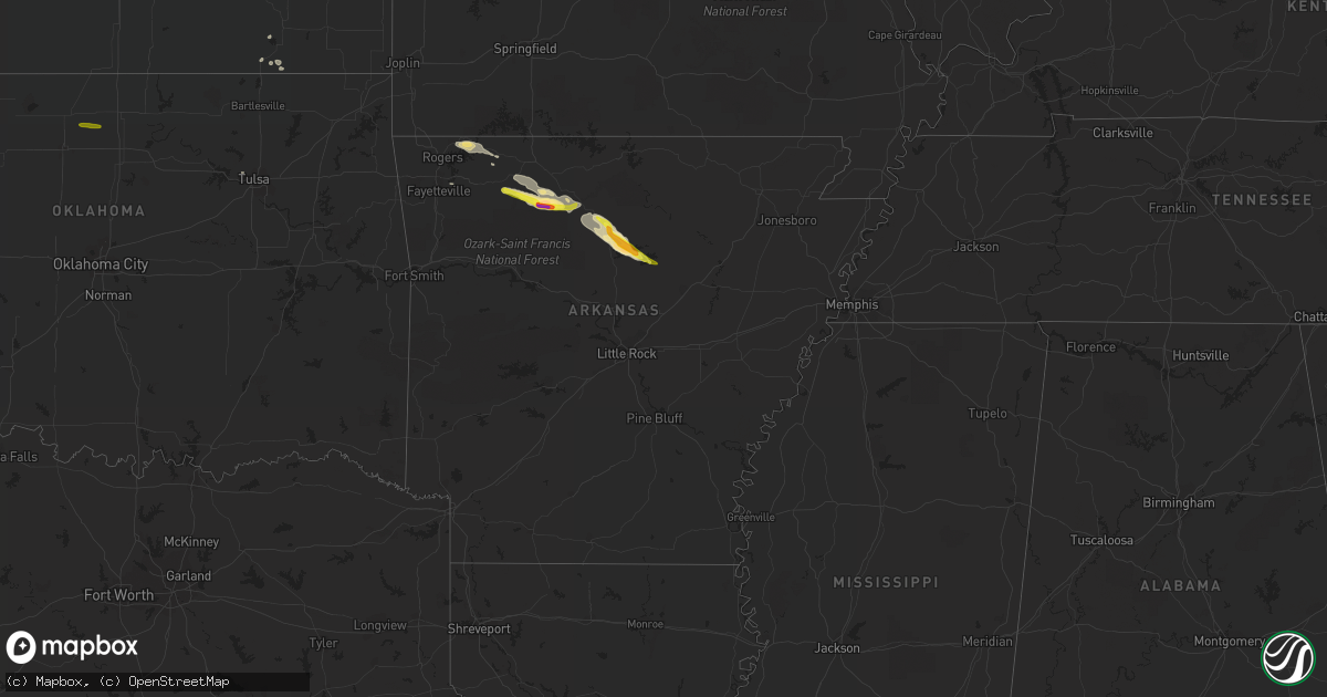Hail map in Arkansas on October 12, 2016