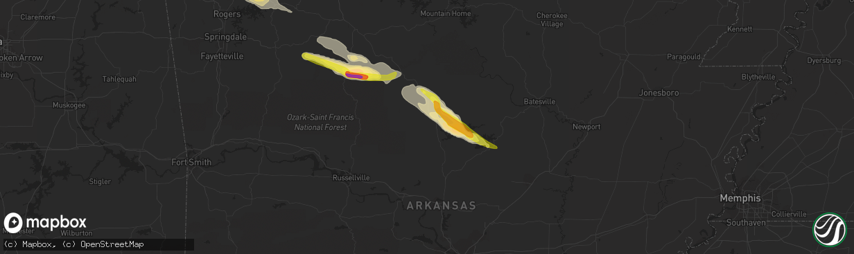 Hail map in Clinton, AR on October 12, 2016