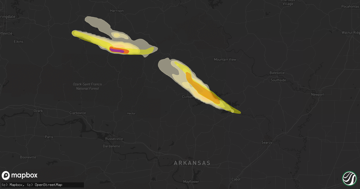 Hail map in Clinton, AR on October 12, 2016