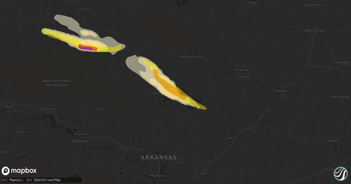 Hail map in Fairfield Bay, AR on October 12, 2016