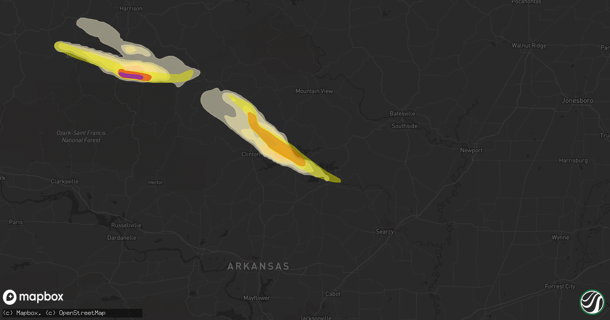 Hail map in Higden, AR on October 12, 2016