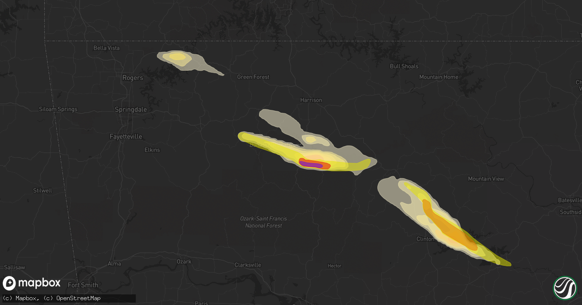 Hail map in Jasper, AR on October 12, 2016