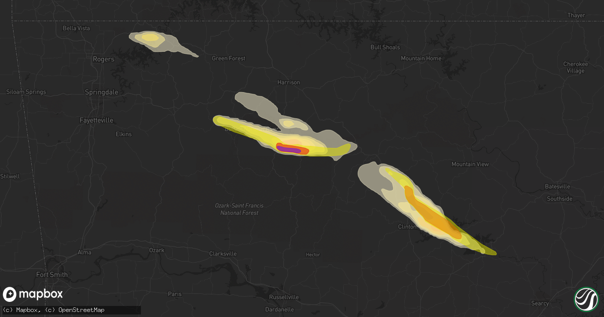 Hail map in Mount Judea, AR on October 12, 2016