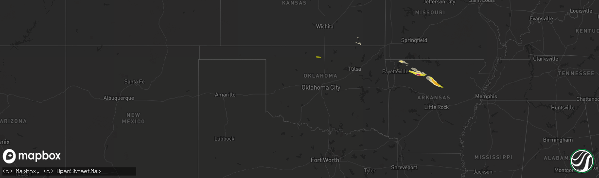 Hail map in Oklahoma on October 12, 2016