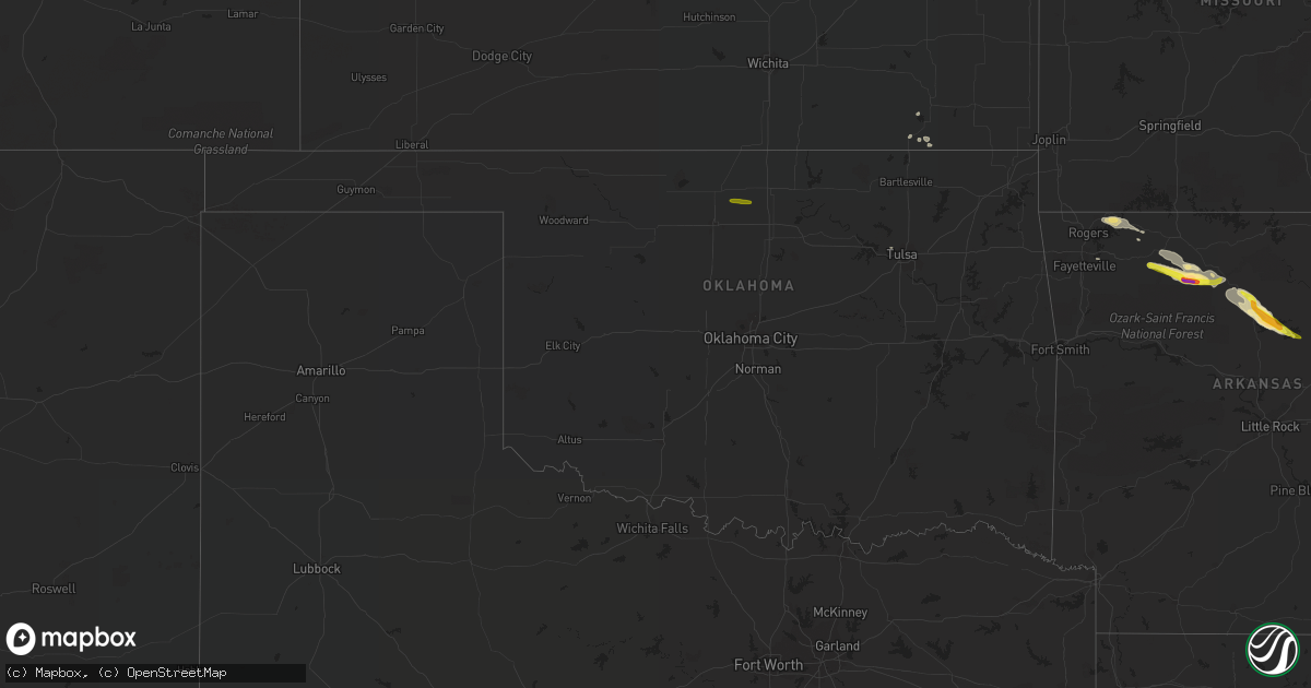 Hail map in Oklahoma on October 12, 2016