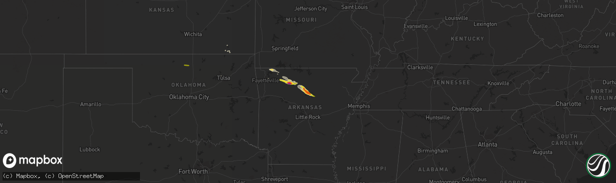 Hail map on October 12, 2016