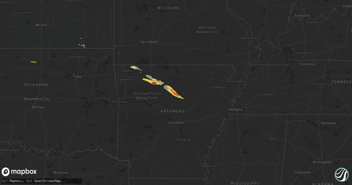 Hail map on October 12, 2016