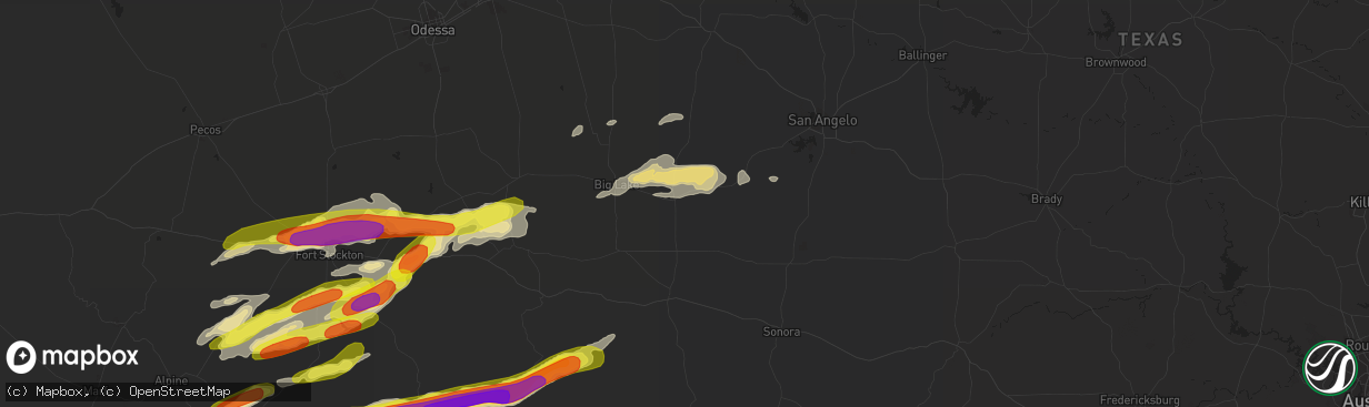 Hail map in Barnhart, TX on October 12, 2018