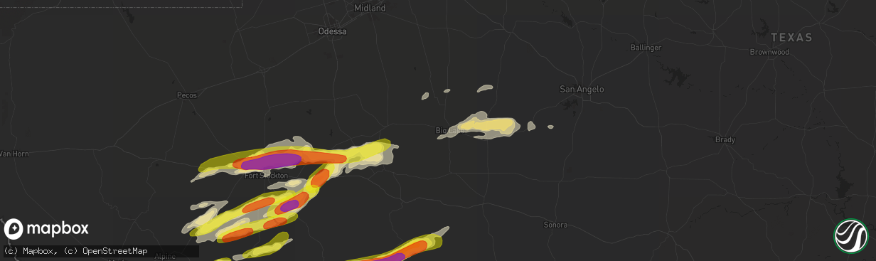 Hail map in Big Lake, TX on October 12, 2018