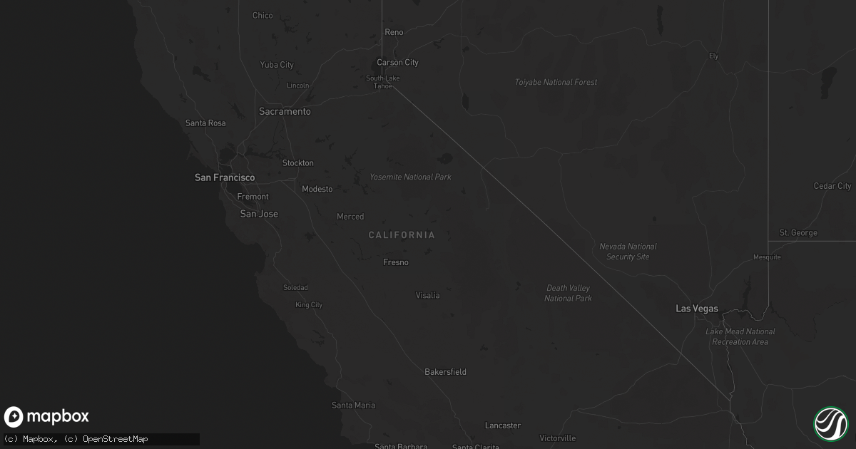 Hail map in California on October 12, 2018