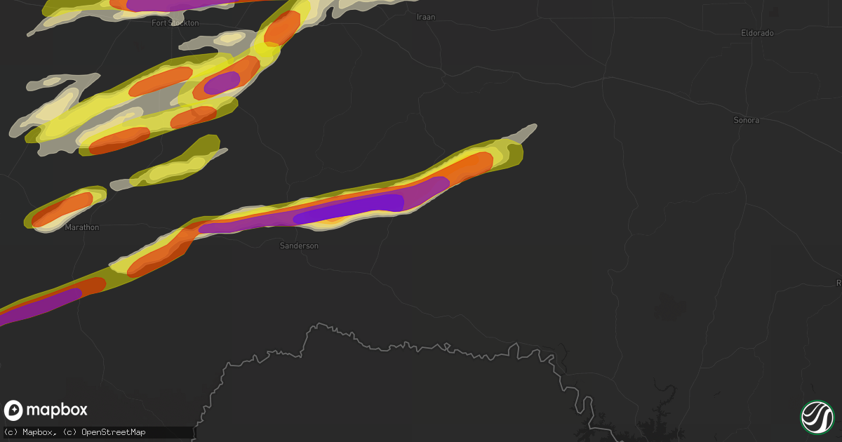 Hail map in Dryden, TX on October 12, 2018