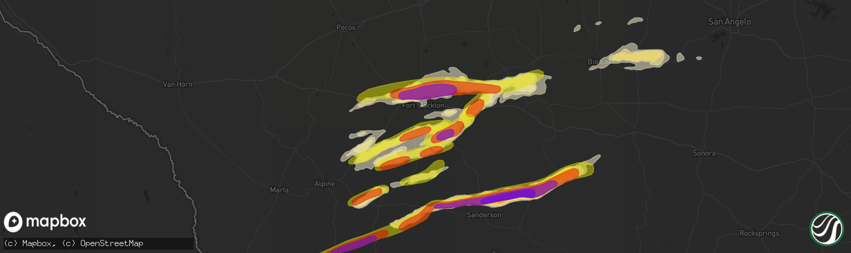 Hail map in Fort Stockton, TX on October 12, 2018