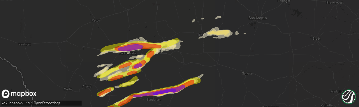 Hail map in Iraan, TX on October 12, 2018