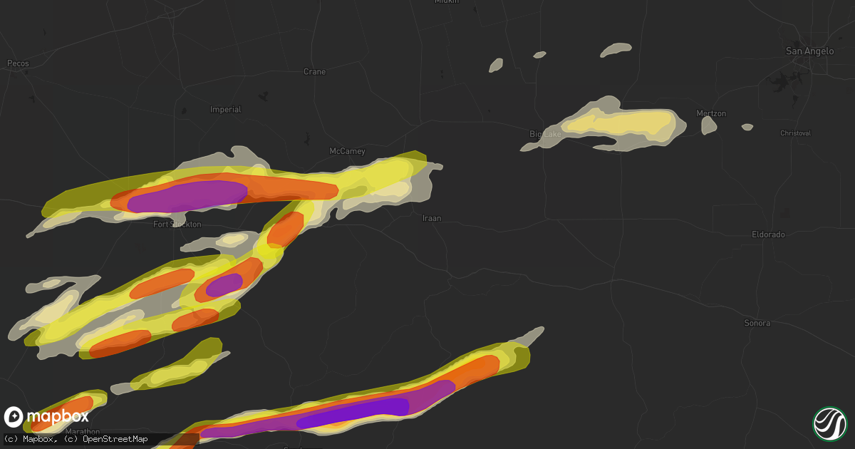 Hail map in Iraan, TX on October 12, 2018