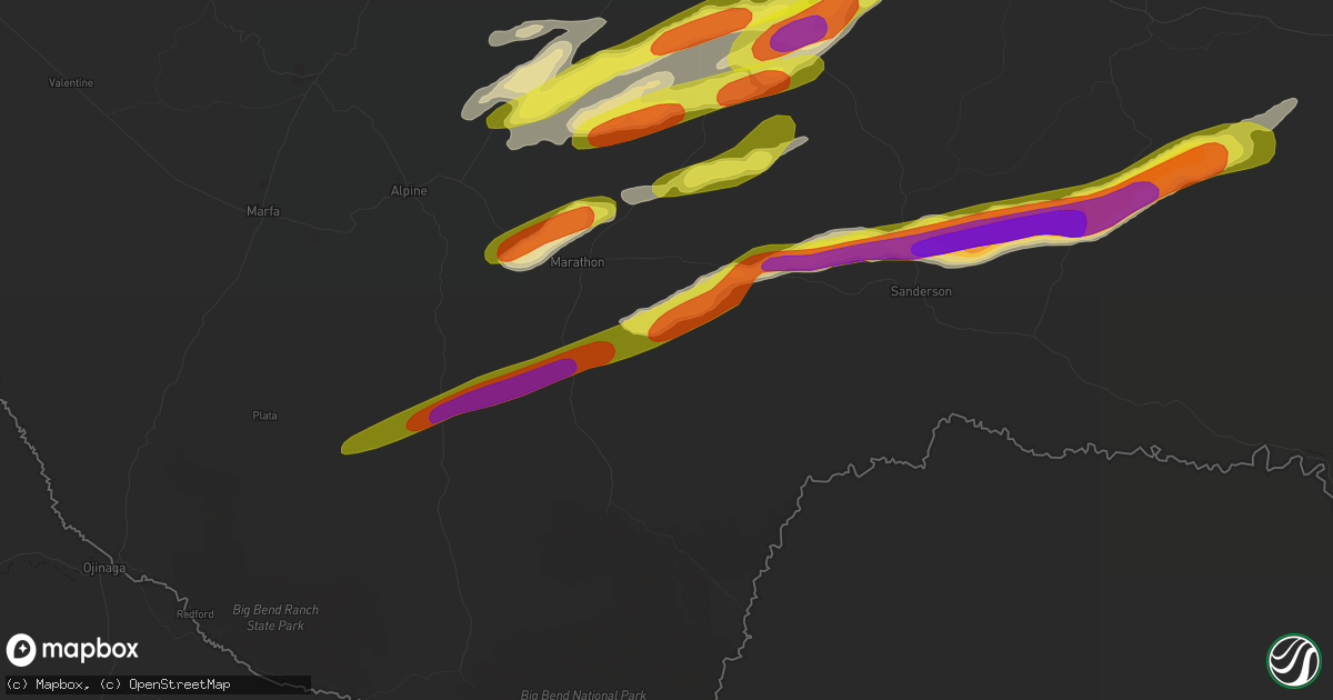 Hail map in Marathon, TX on October 12, 2018