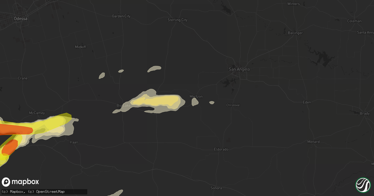 Hail map in Mertzon, TX on October 12, 2018