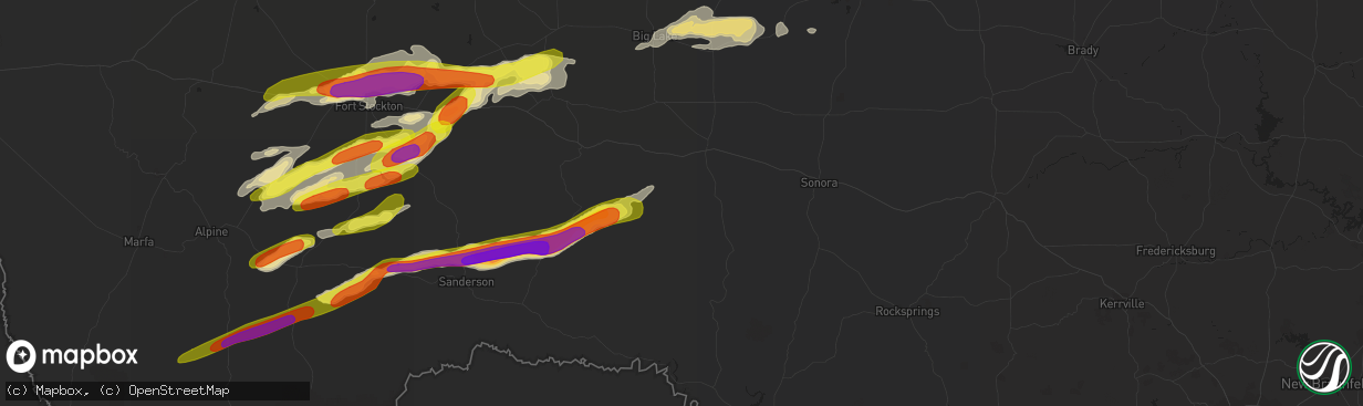 Hail map in Ozona, TX on October 12, 2018